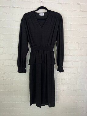 Vintage 70s Jonathan Logan Black Dress Medium 7/8